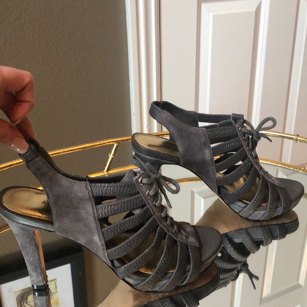 Antonio Melani lace up heels 2 1/2 inches.
